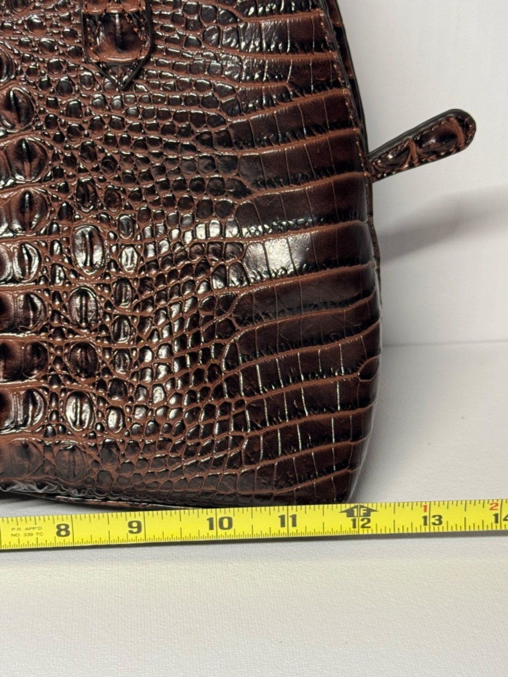 Liz Claiborne Brown Croc Embossed Satchel Handbag Faux Alligator Purse - Picture 12 of 14